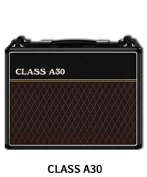 Guitar amplifier with 'CLASS A30' label on a white background