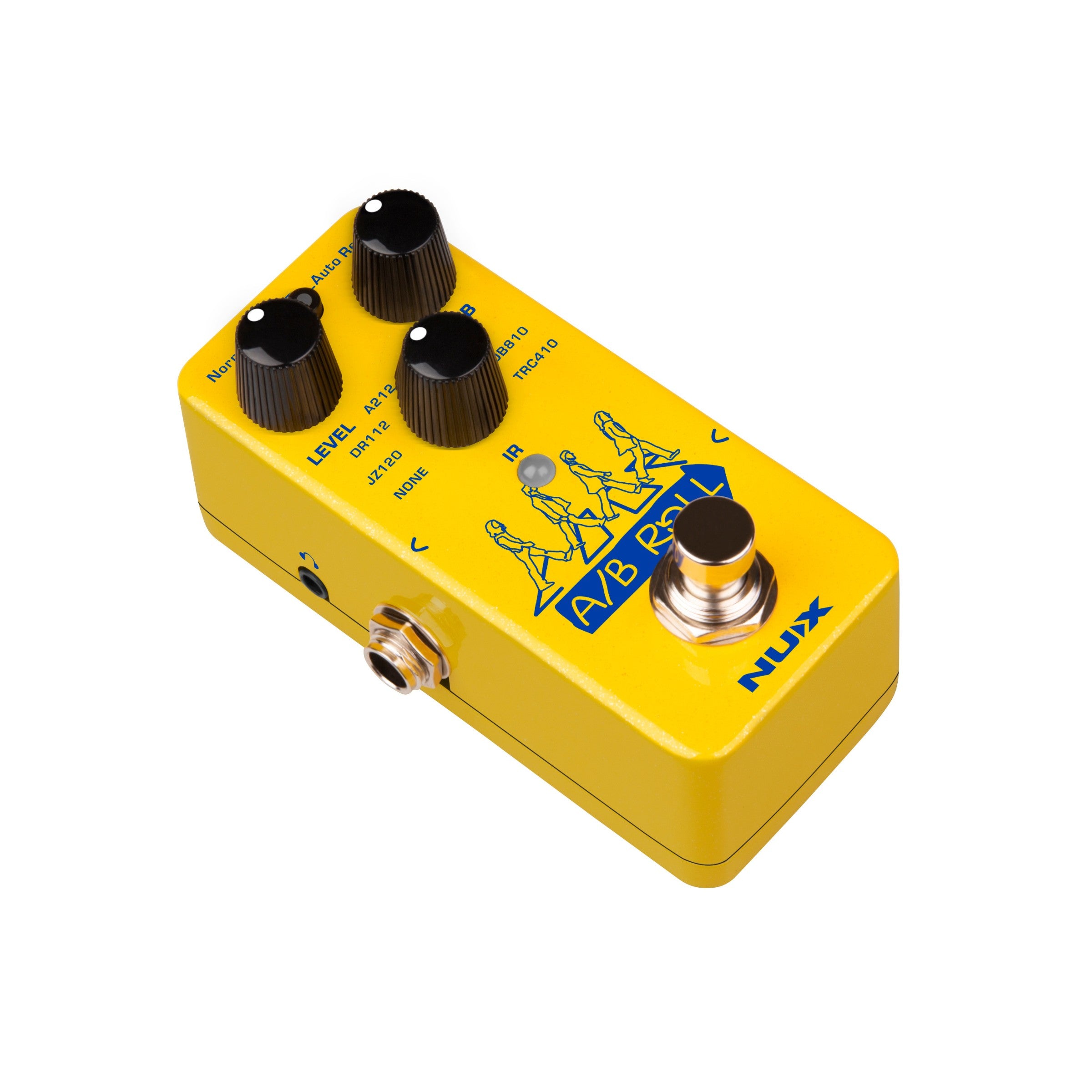 NUX A/B Roll mini core effects pedal side showing send out outlet and the headphone out