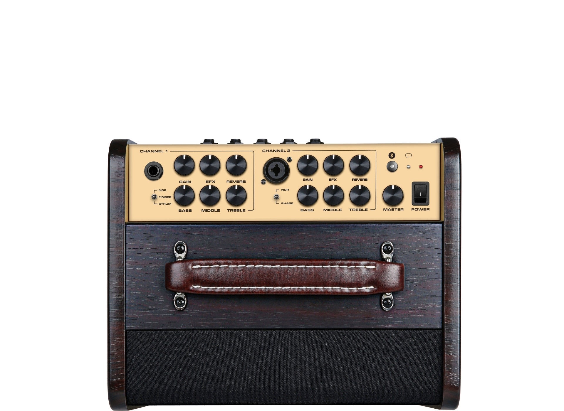 NUX ac-80 dual channel guitar amp showing separate controls