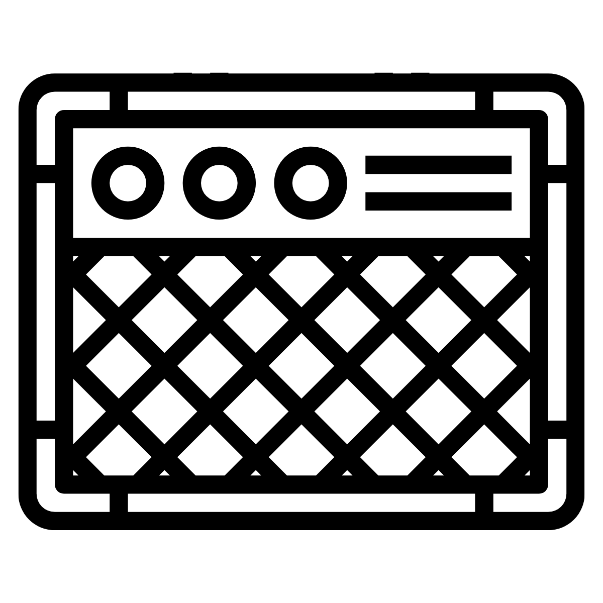 Black outline of a guitar amplifier on a white background