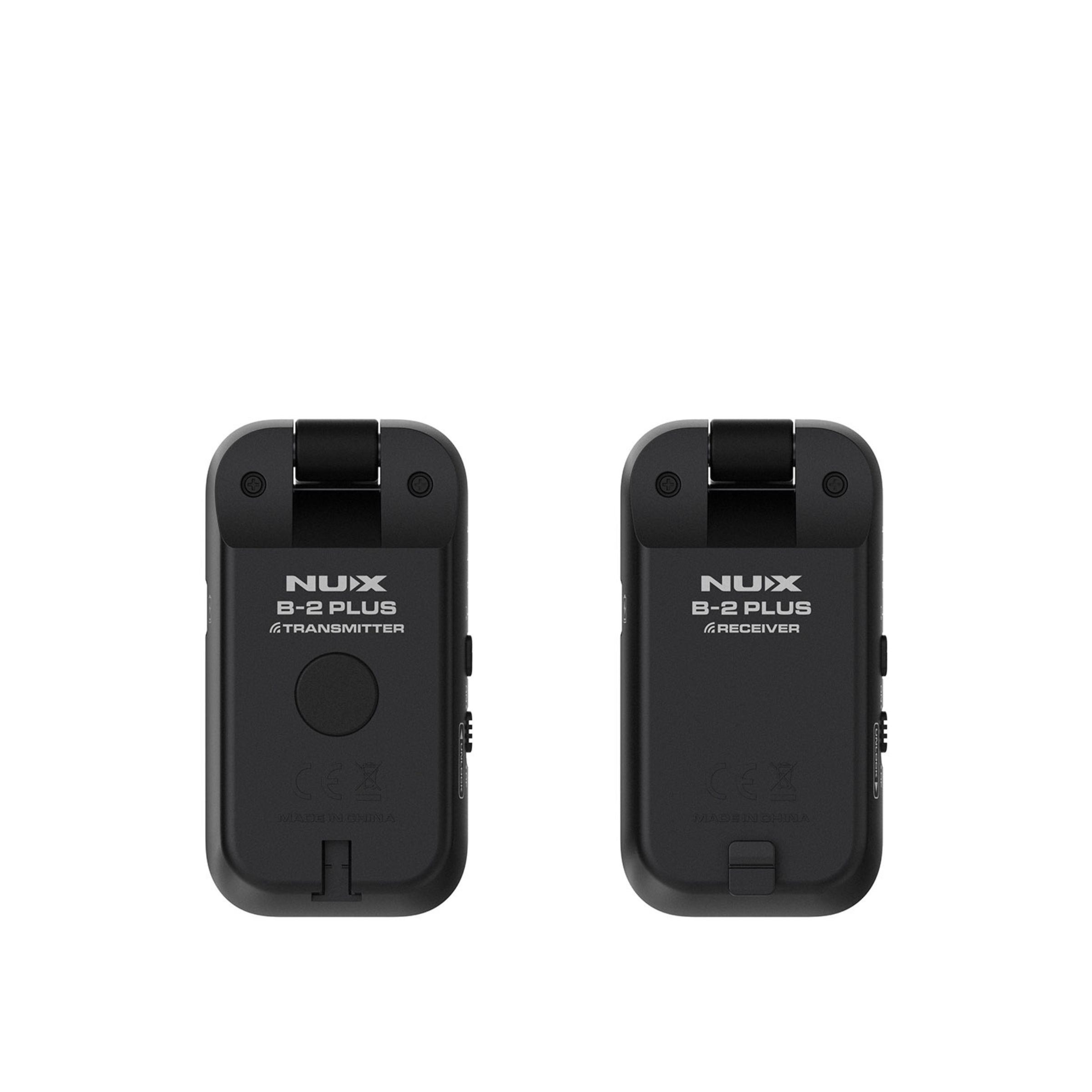 Nux B-2 Plus transmitter and receiver on a white background