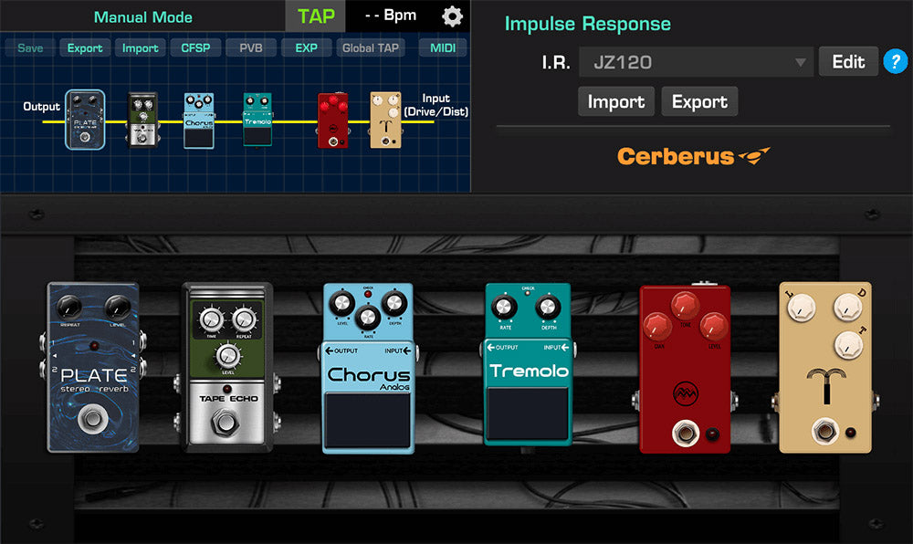 NUX Cerberus app interface