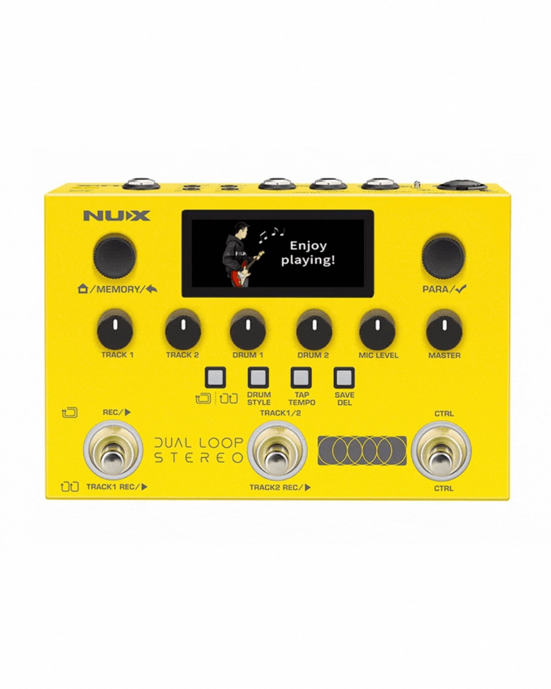 animation showing NUX dual loop stereo boot up animation