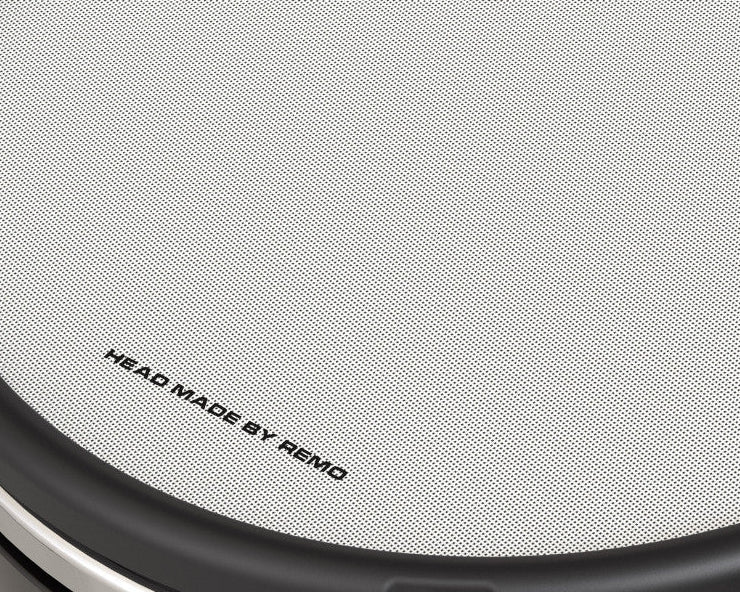 Nux electronic drum pad with a white head on a black frame.