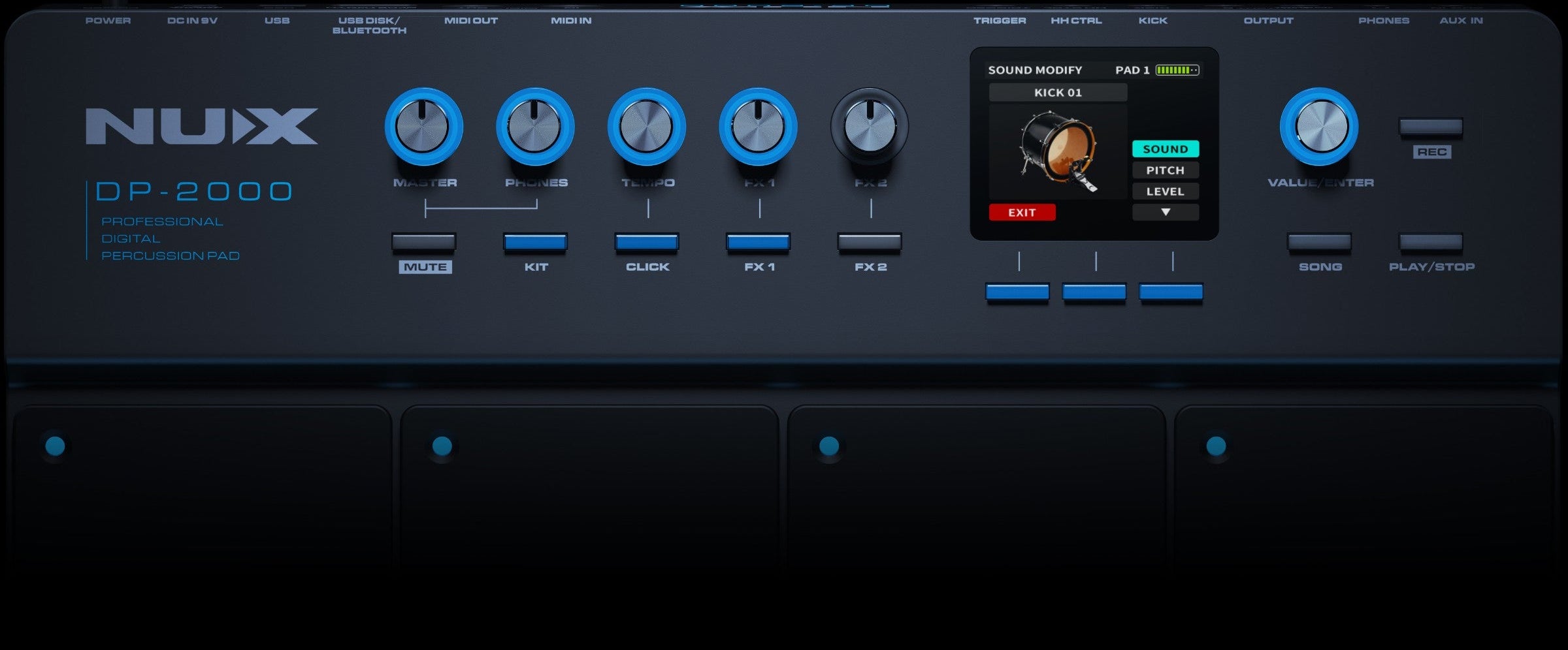 NUX DP-2000 Professional Digital percussion Pad with LCD screen and various control knobs