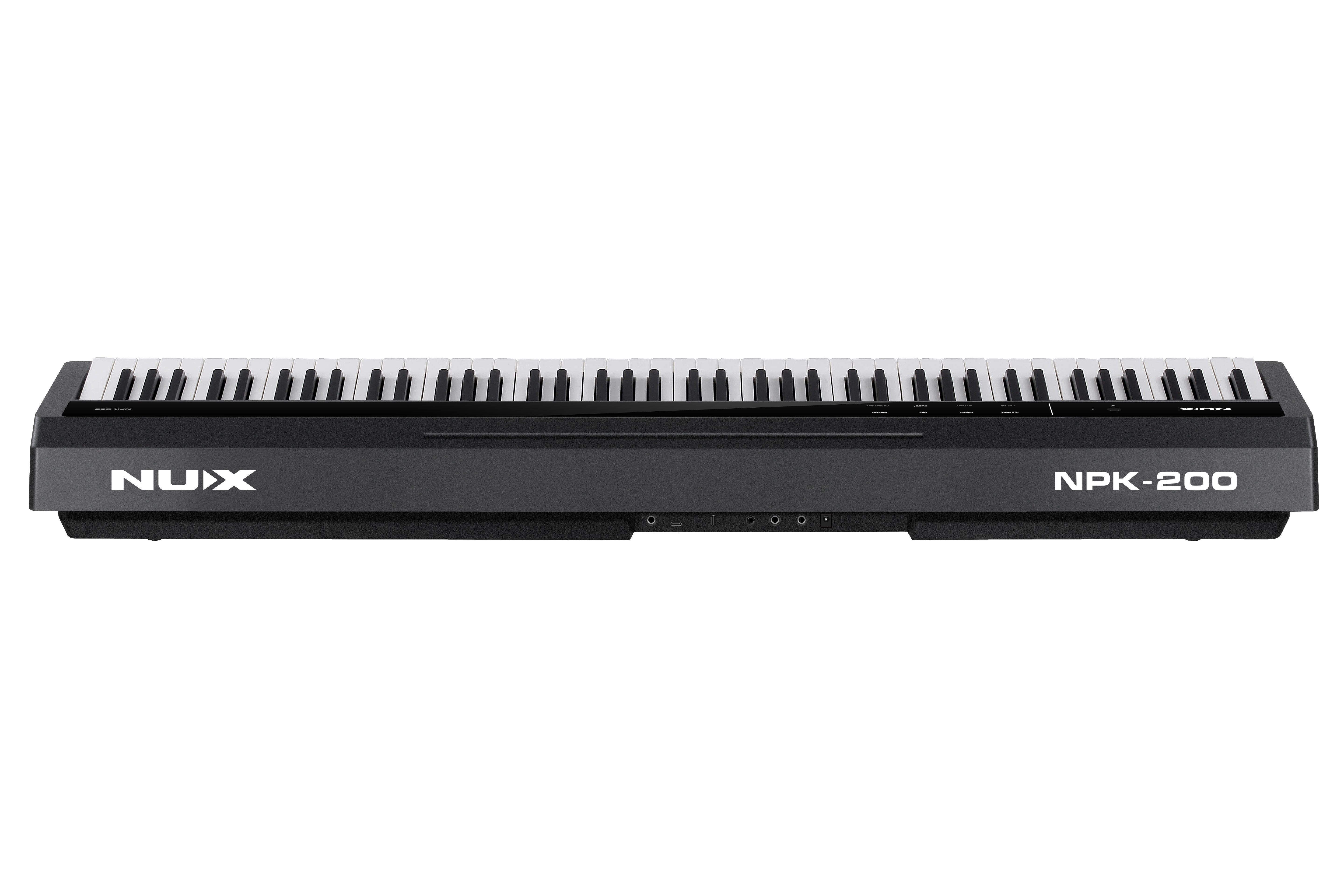 Back view of NUX NPK-200 black digital piano showing all ports