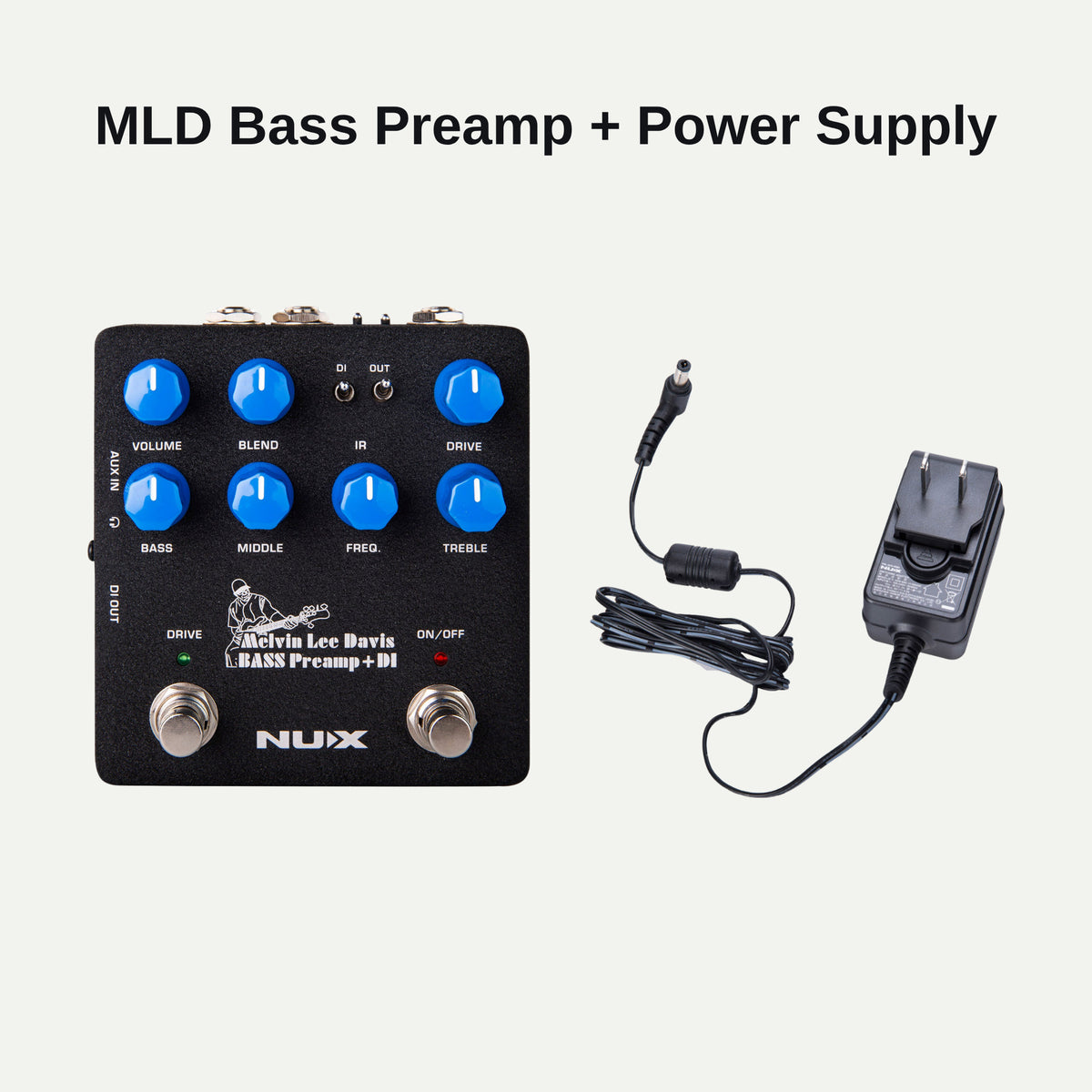 NUX MLD Bass Preamp & DI and power supply bundle