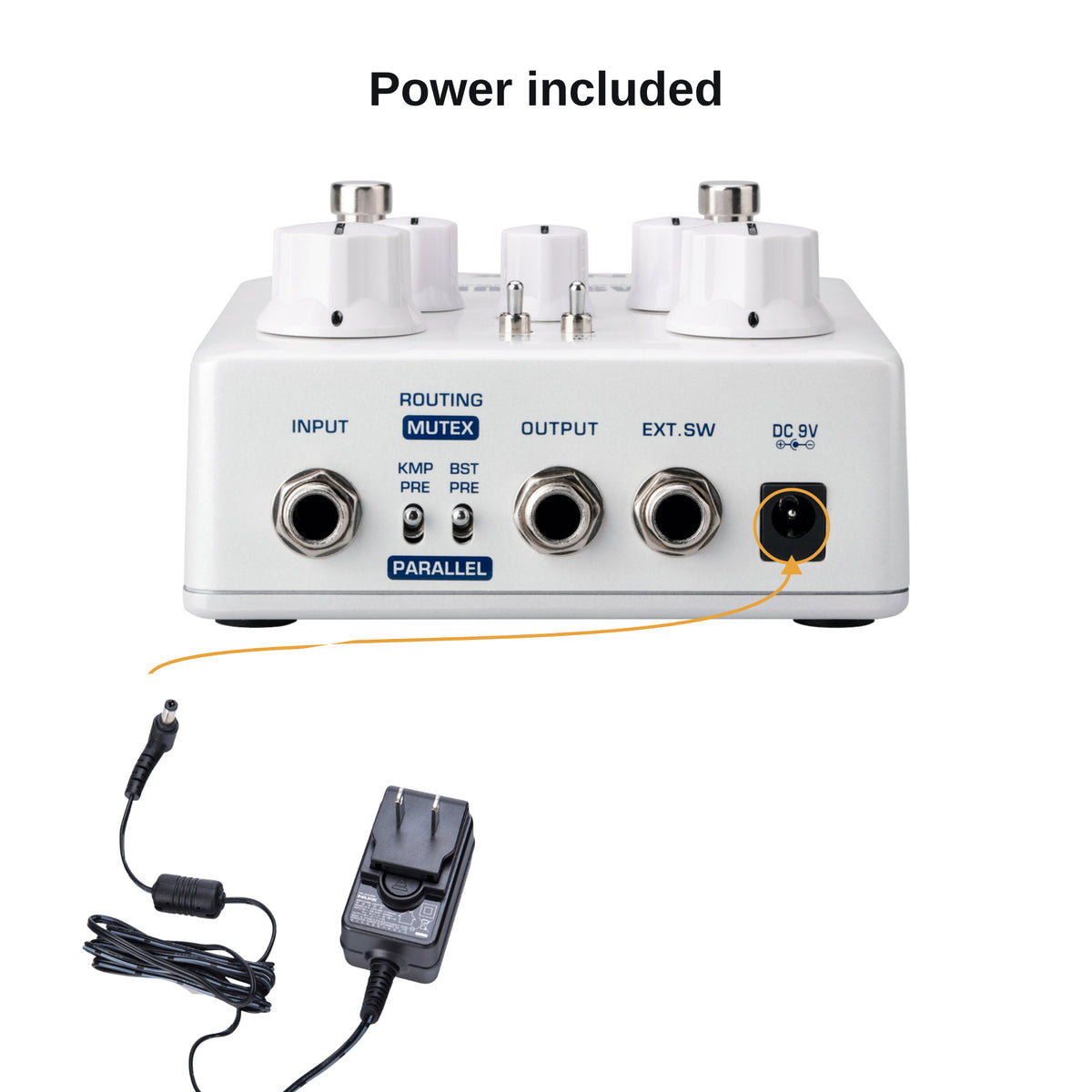 ACD-006A power adapter plugging into the Masamune 9V DC input