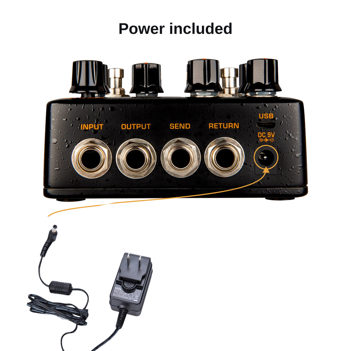 ACD-006A power adapter plugging into the Optima Air 9V DC input