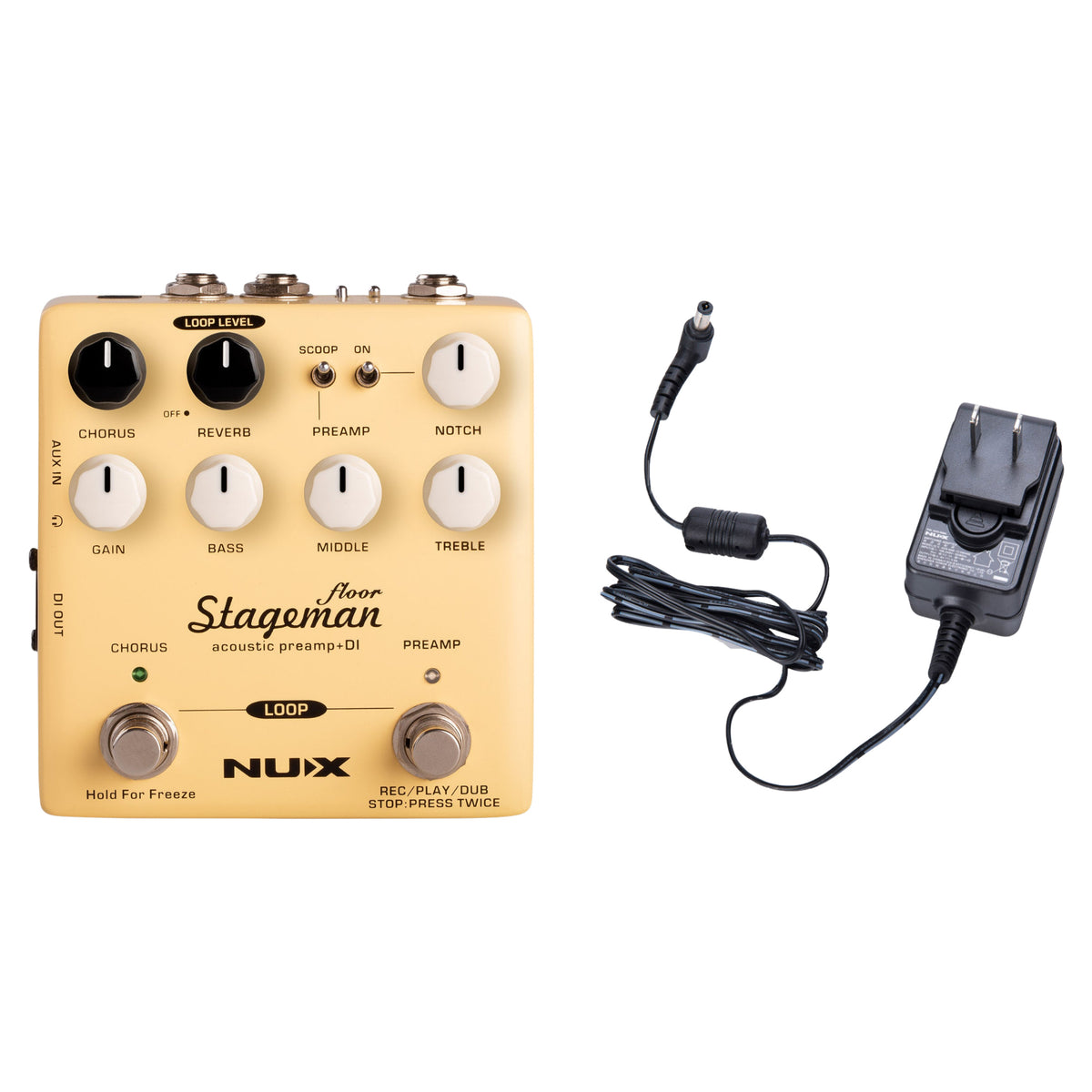 NUX Stageman Floor bundle with FREE ACD-006A 9V power supply