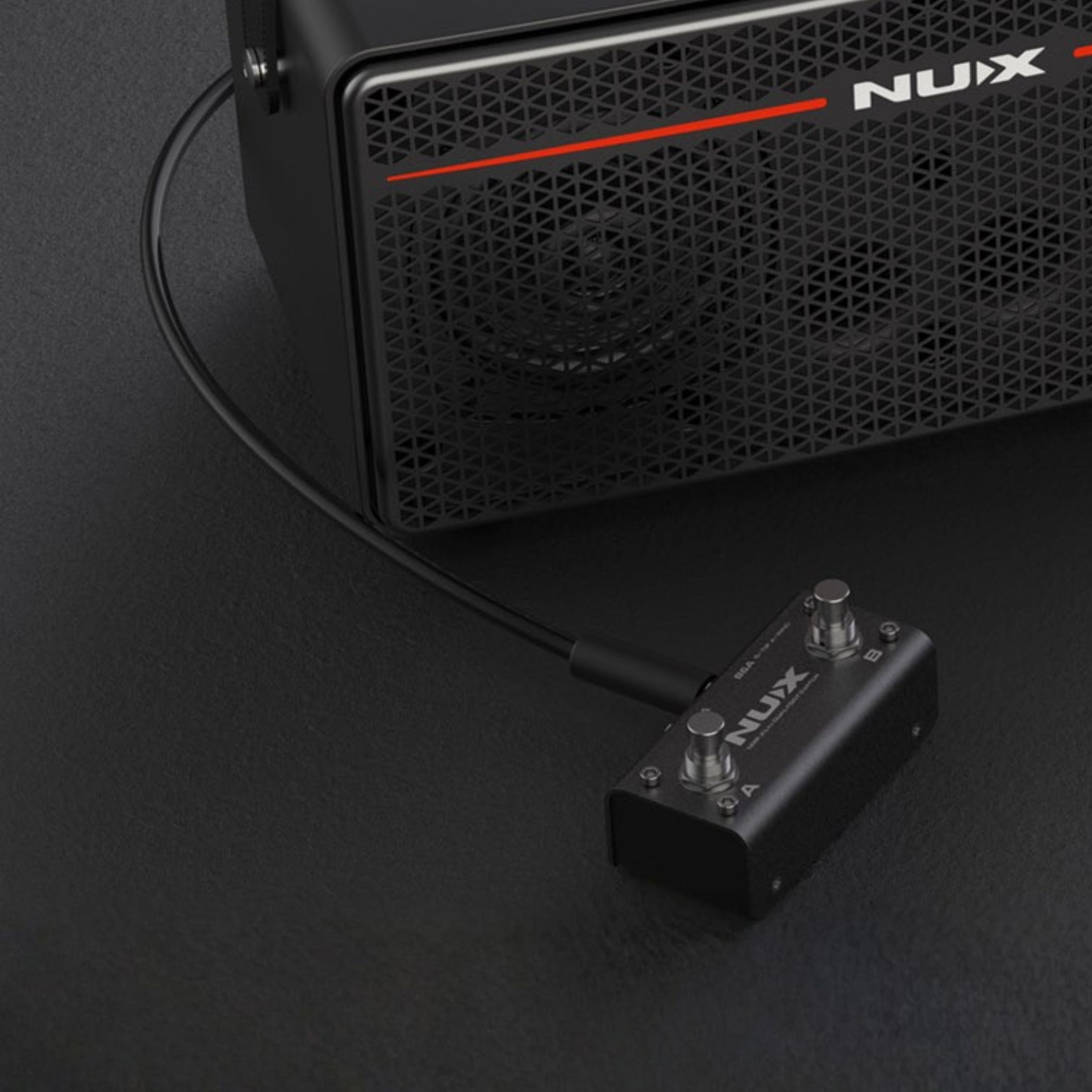 NUX Mighty Space footswitch pedal plugged in