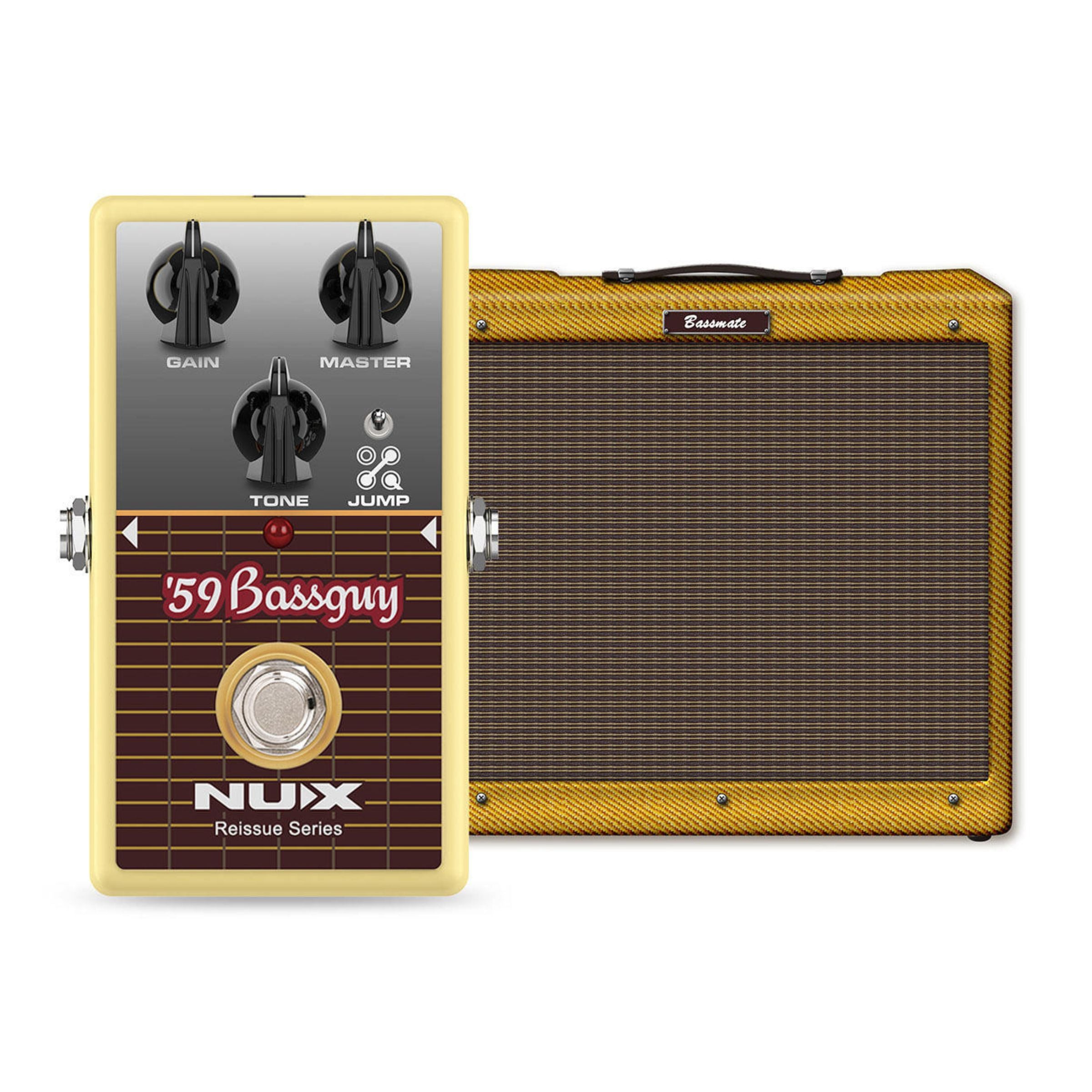 NUX Guitar effects pedal and amplifier on a white background