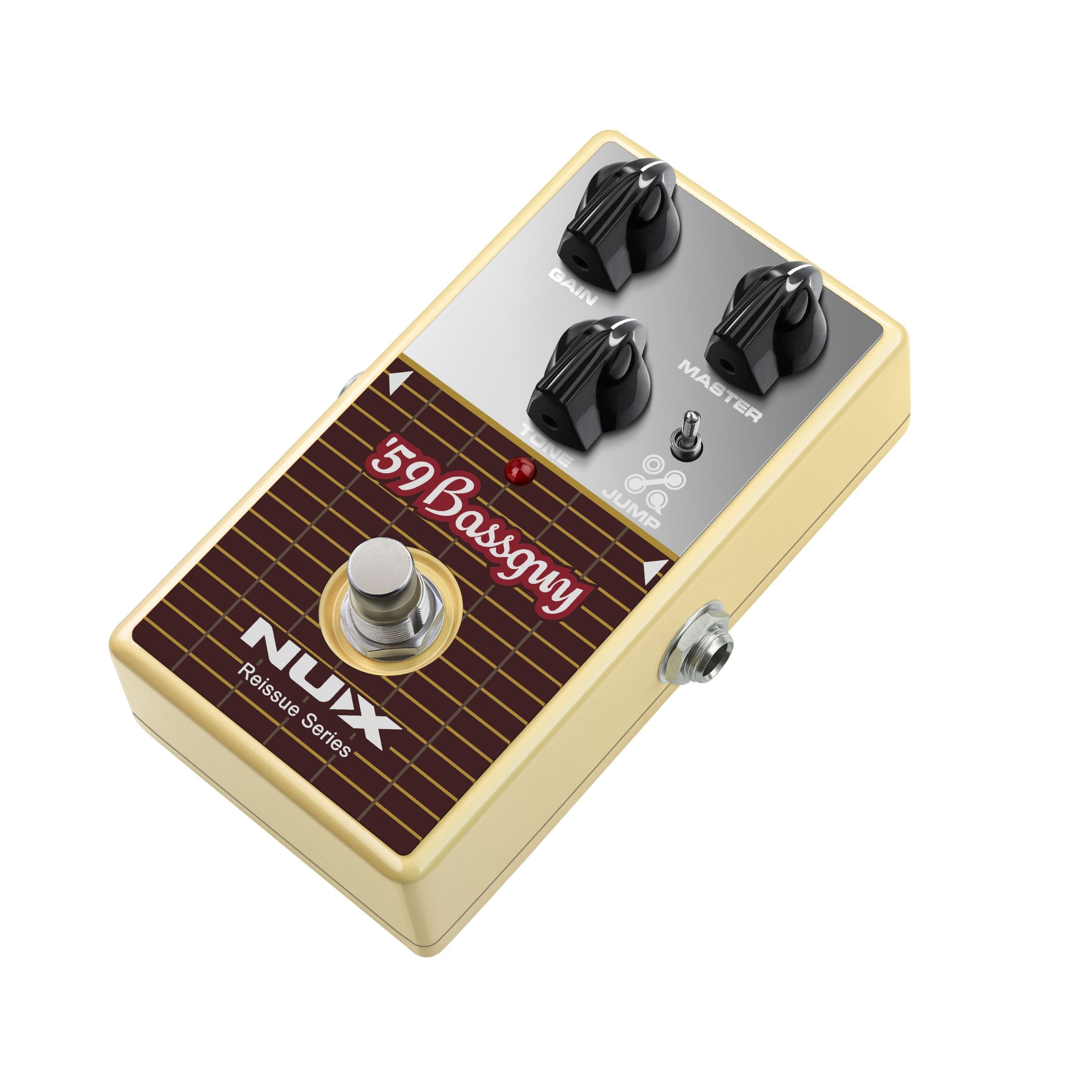 Nux 59 Bass Guy guitar effects pedal on a white background