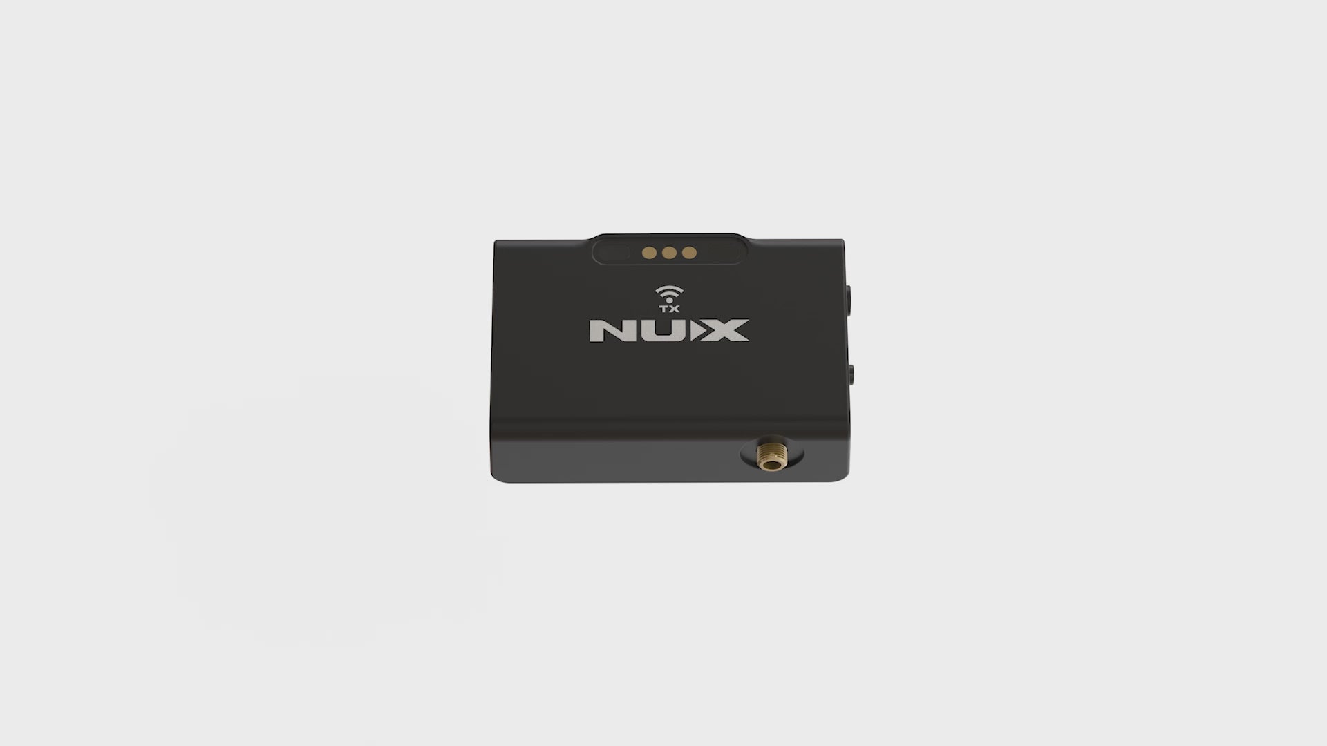 Load video: NUX B-8 transmitter magnetically securing ot the pedalboard receiver for quick charging