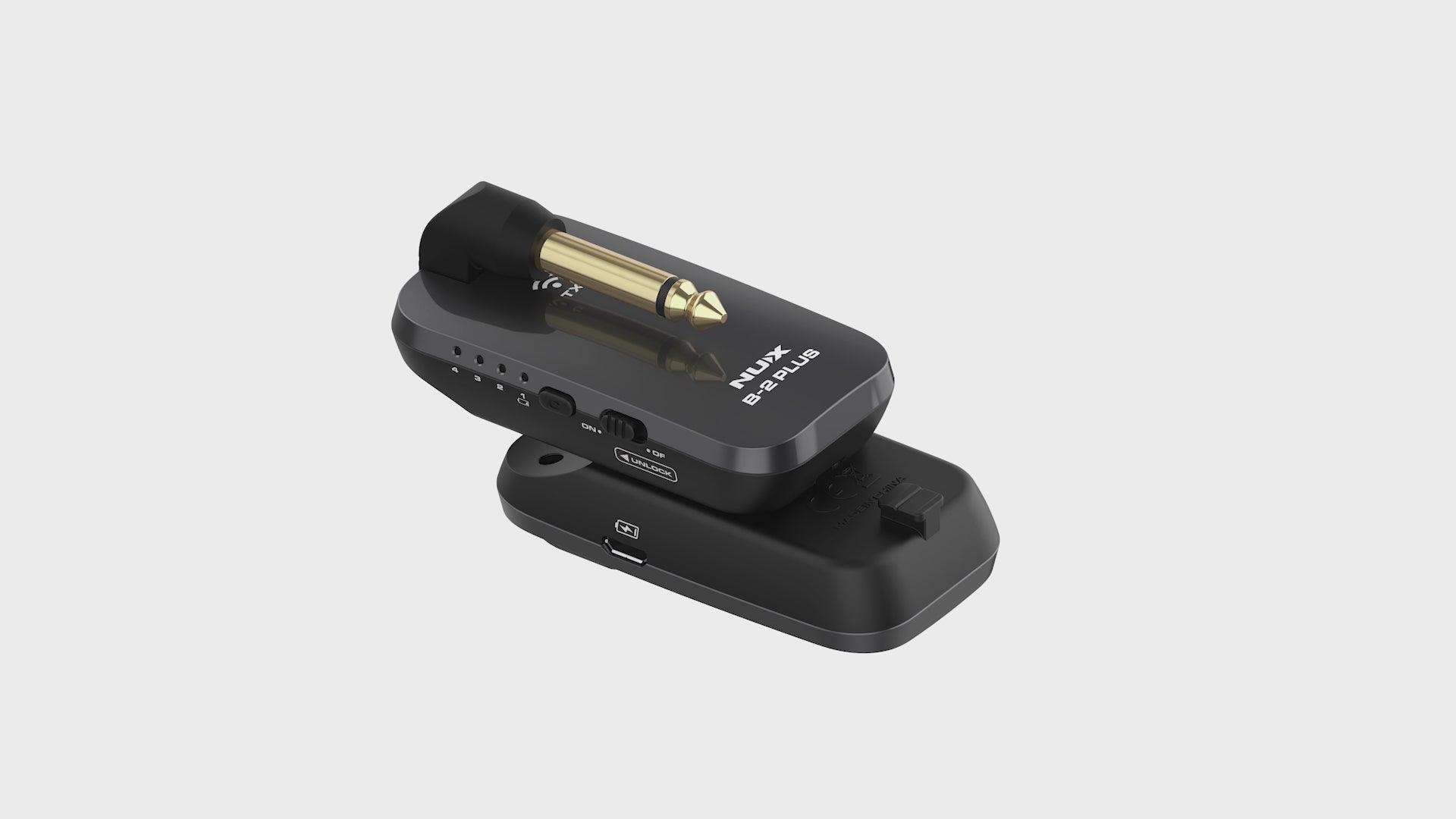 Cargar video: NUX B-2 plus transmitter and receiver clipping into each other back-to-back for easy storage.
