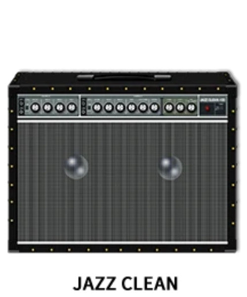 Guitar amplifier with 'Jazz Clean' label on a white background