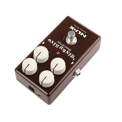 Guitar effects pedal with brand logo on a white background