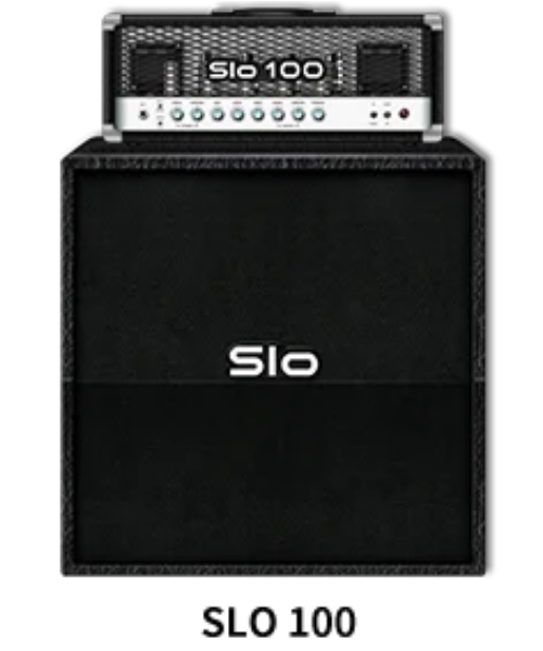 Guitar amplifier with 'SLO 100' branding on a white background