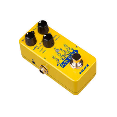 NUX A/B Roll mini core effects pedal side showing send out outlet and the headphone out