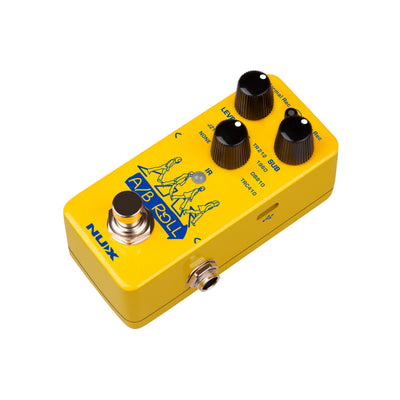 NUX A/B Roll mini core effects pedal showing the send in and the usb c port