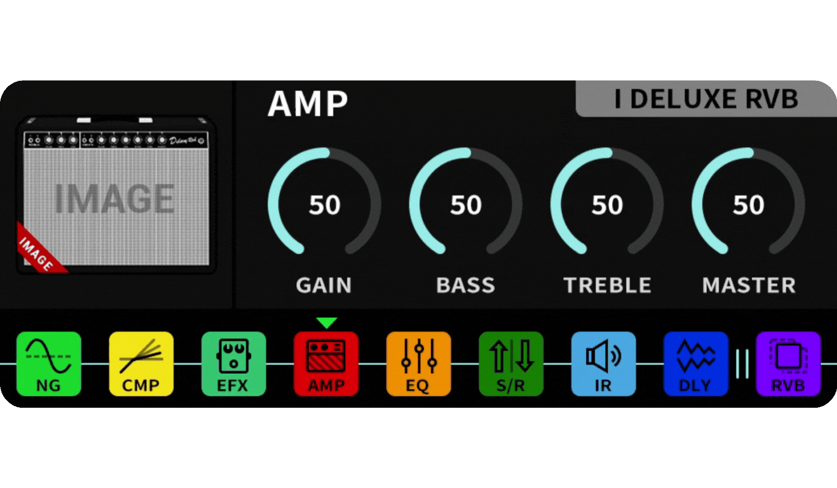 animation demonstrating cycling through the amp options 
