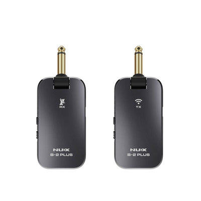 B-2 PLUS wireless guitar transmitter and receiver on white background