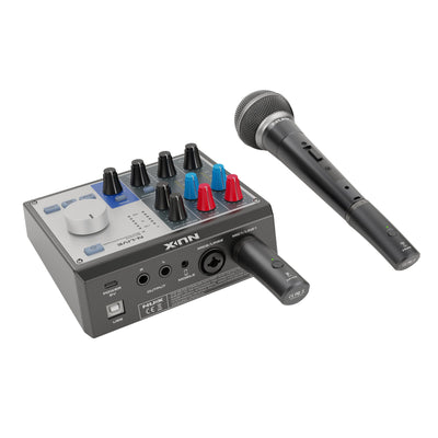 Audio mixer with NUX B-3RC wireless microphone kit on a white background