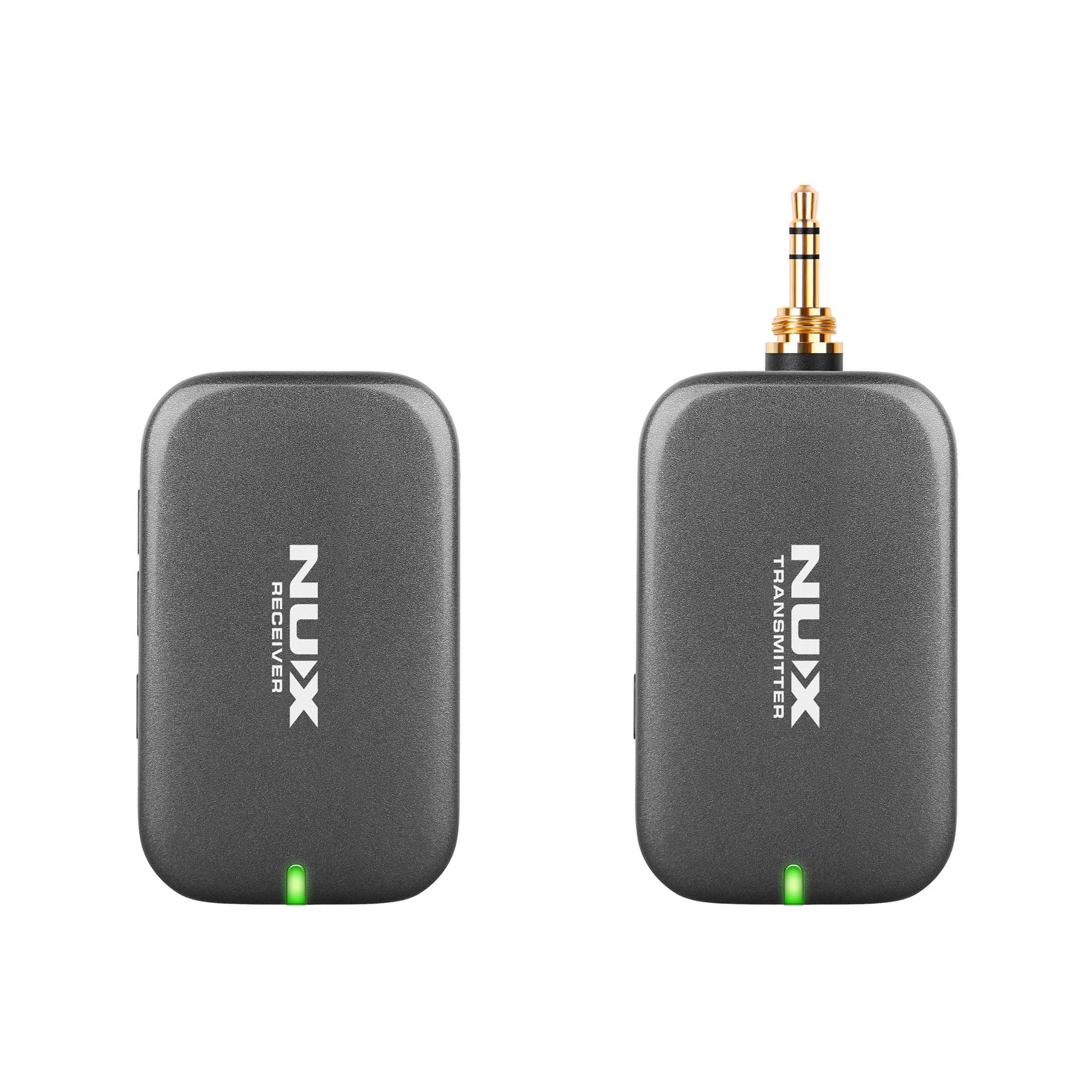 NUX B-7 PSM wireless guitar transmitter and receiver on white background