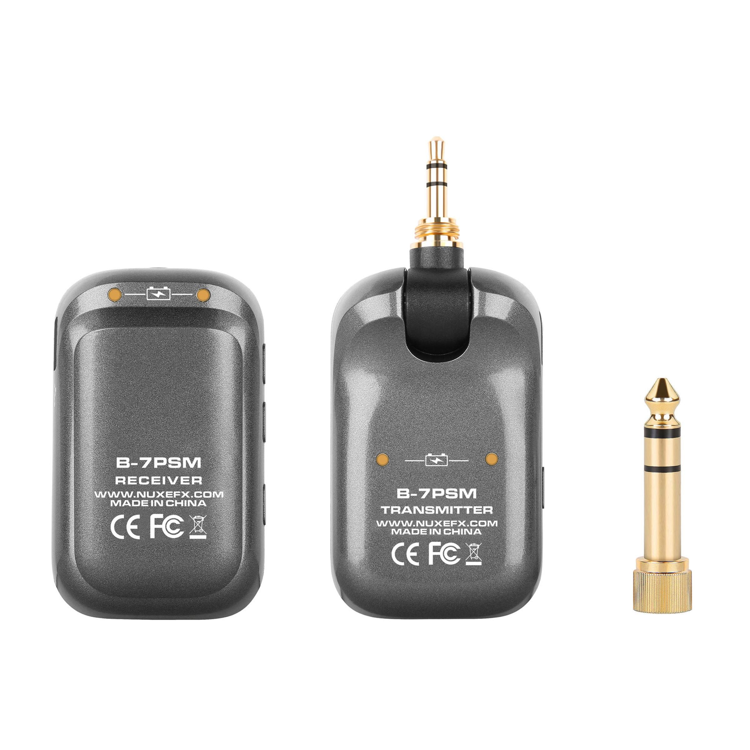 Nux B-7 PSM wireless guitar audio transmitter and receiver set on a white background