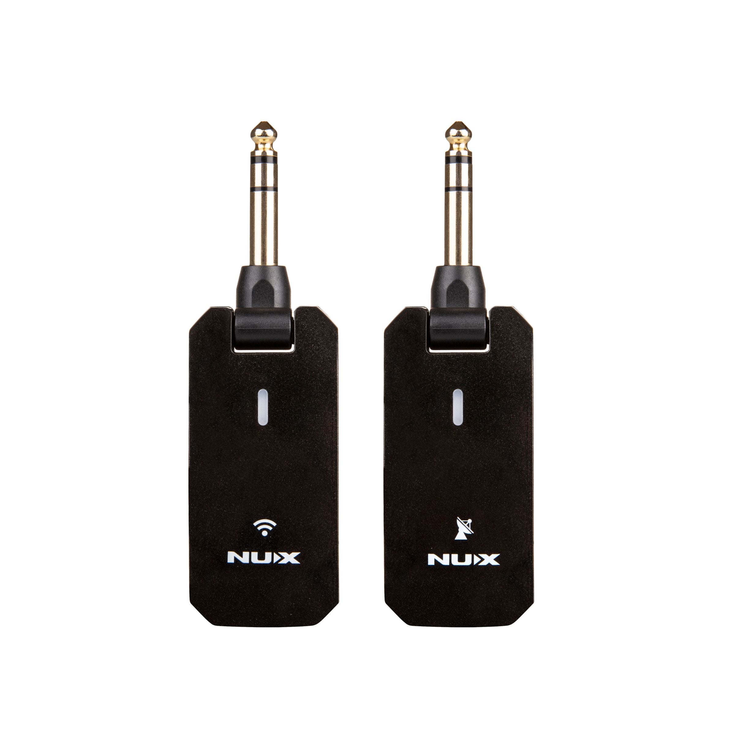 NUX C-5RC wireless guitar transmitter and receiver side-by-side on a white background
