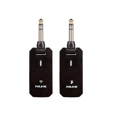 NUX C-5RC wireless guitar transmitter and receiver side-by-side on a white background