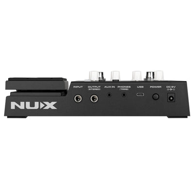 Nux audio device with various ports on a white background