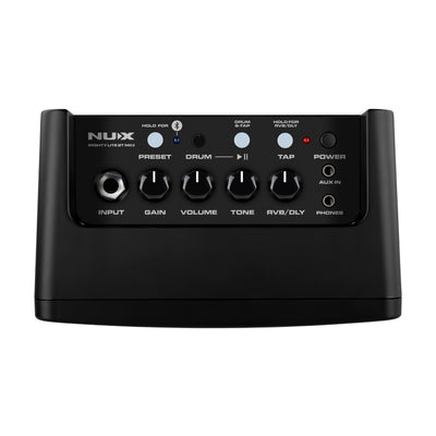 nux mighty lite top view showing the control knobs options