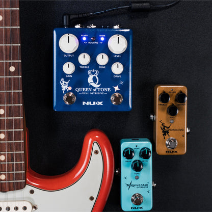 NUX Queen of tone dual overdrive pedal stompbox with other NUX mini core effects