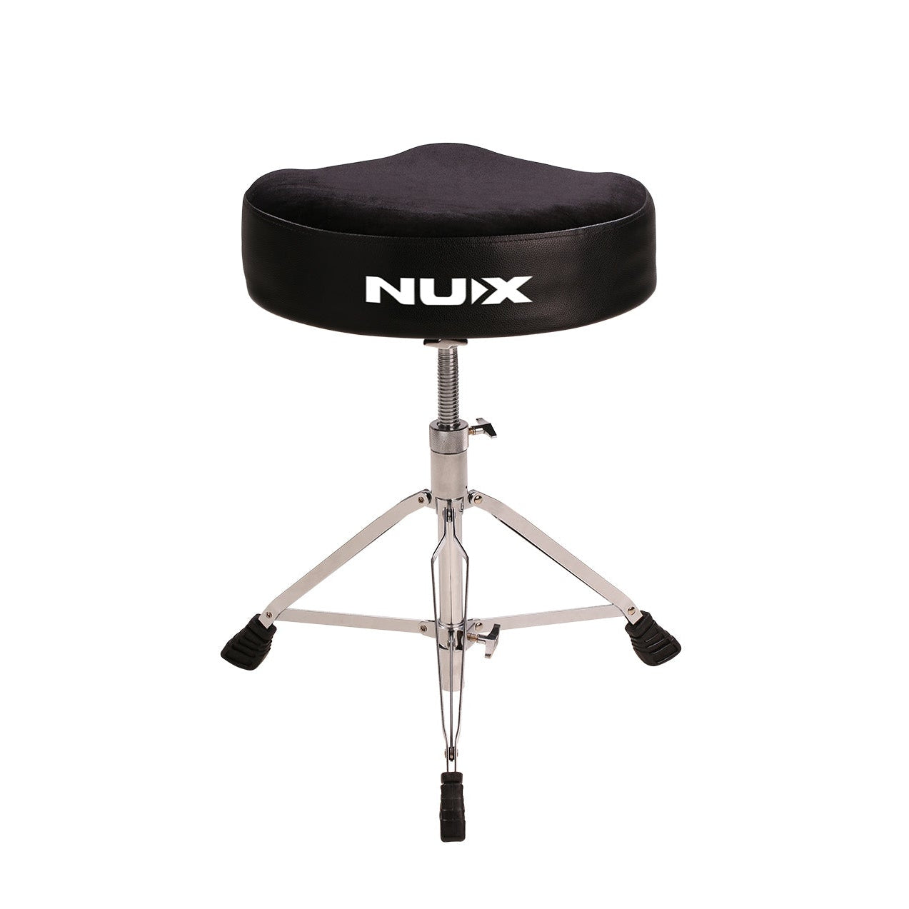 Black NUX drum stool on a white background