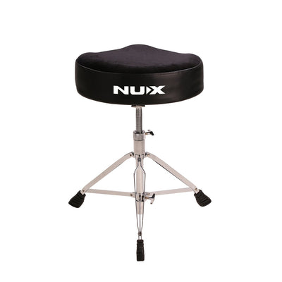 Black NUX drum stool on a white background