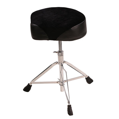 NUX Black drum stool with chrome base on a white background