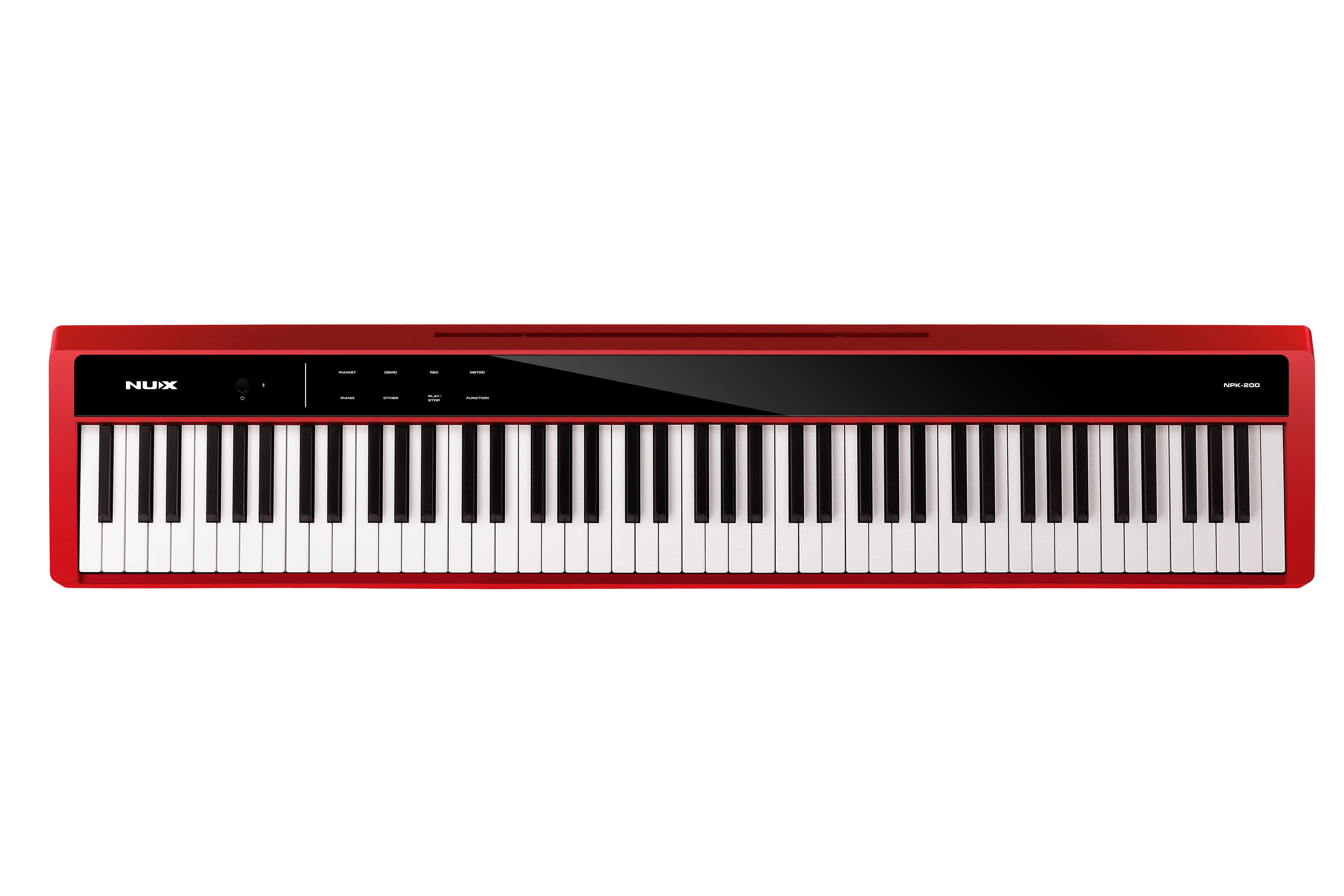 NUX NPK-200 red digital piano shown from a front-facing perspective