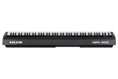 Back view of NUX NPK-200 black digital piano showing all ports