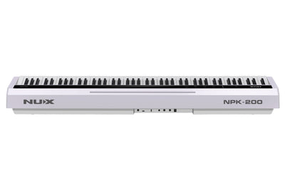 Back view of NUX NPK-200 white digital piano showing all ports