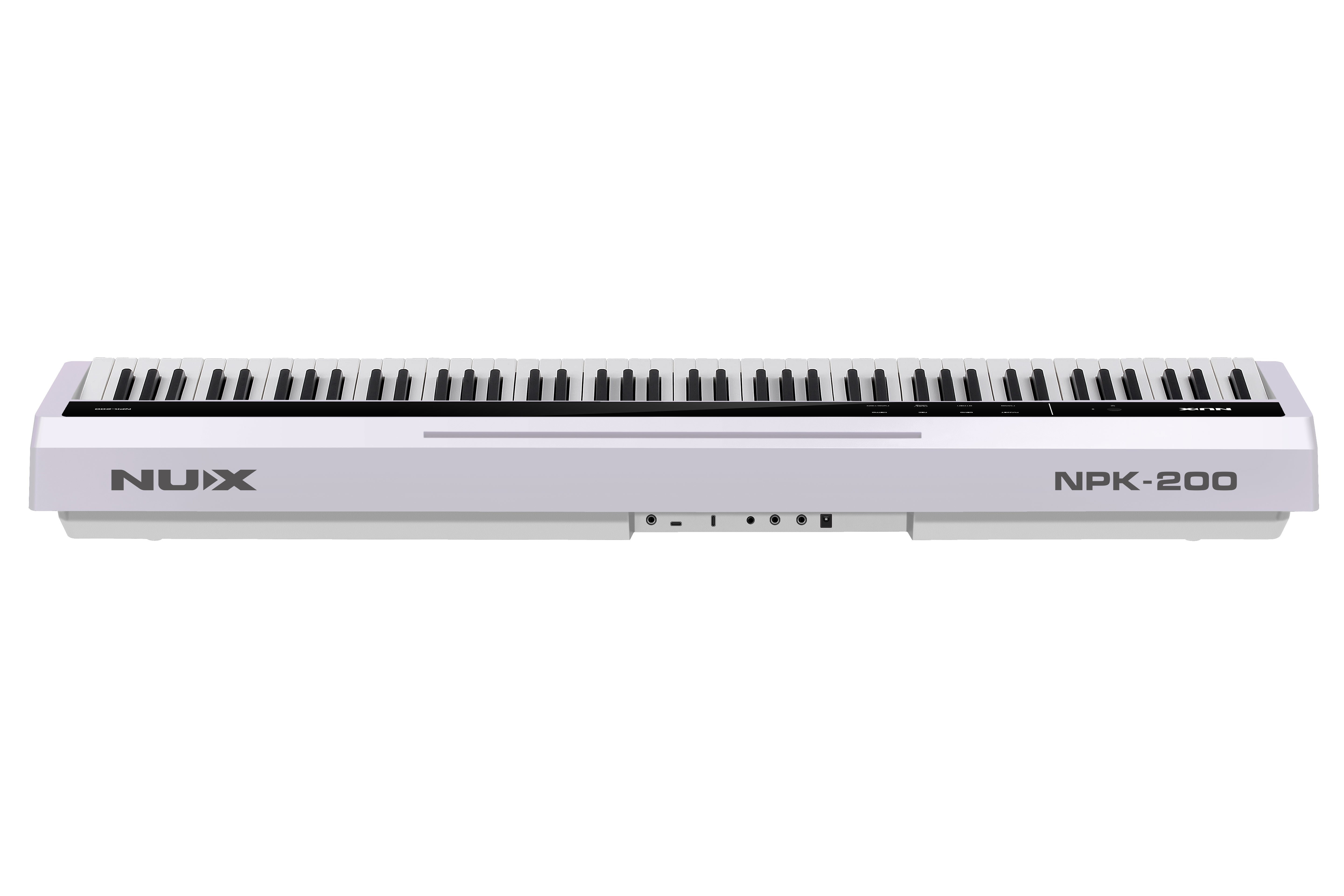Back view of NUX NPK-200 white digital piano showing all ports