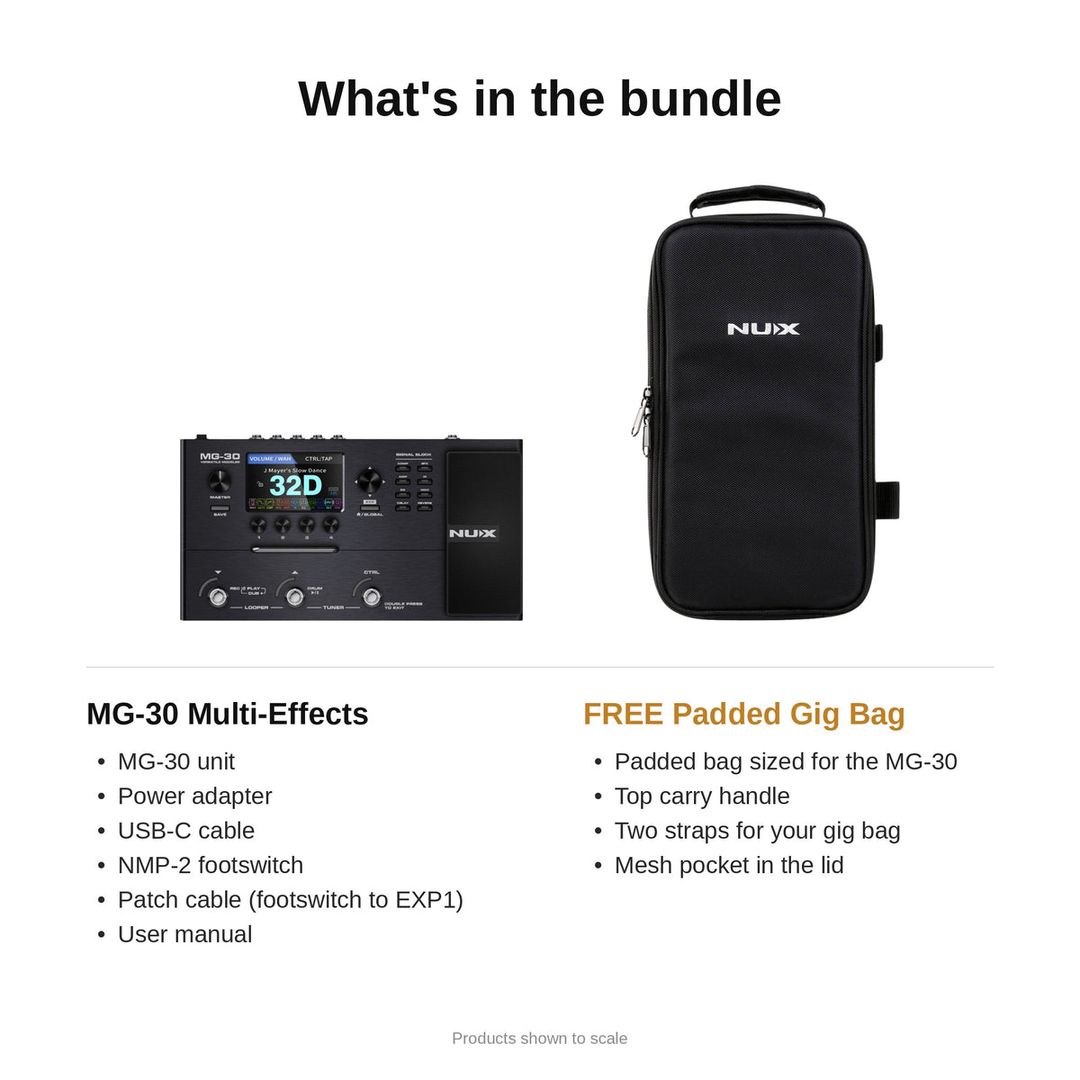 What's in the MG-30 and gig bag bundle