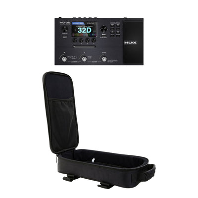 MG-30 above the open padded gig bag with mesh lid pocket