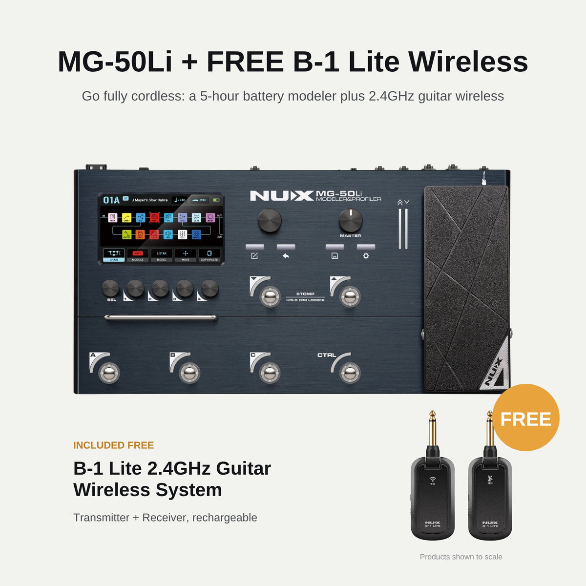 MG-50Li plus FREE B-1 Lite 2.4GHz guitar wireless bundle
