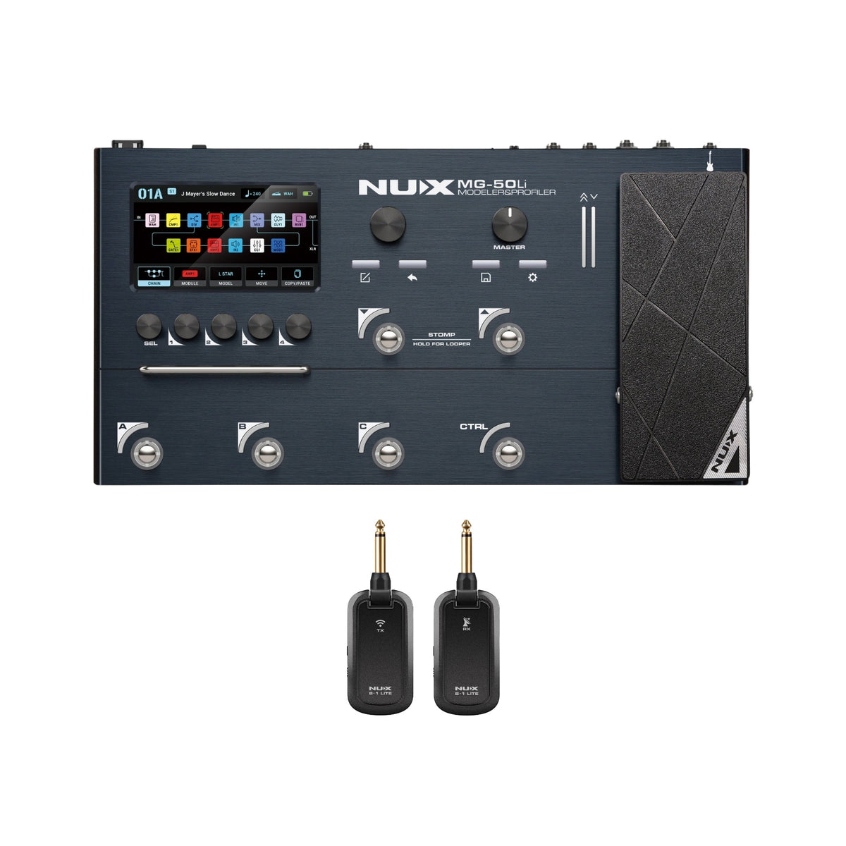 NUX MG-50Li Metal Blue with FREE B-1 Lite wireless transmitter and receiver