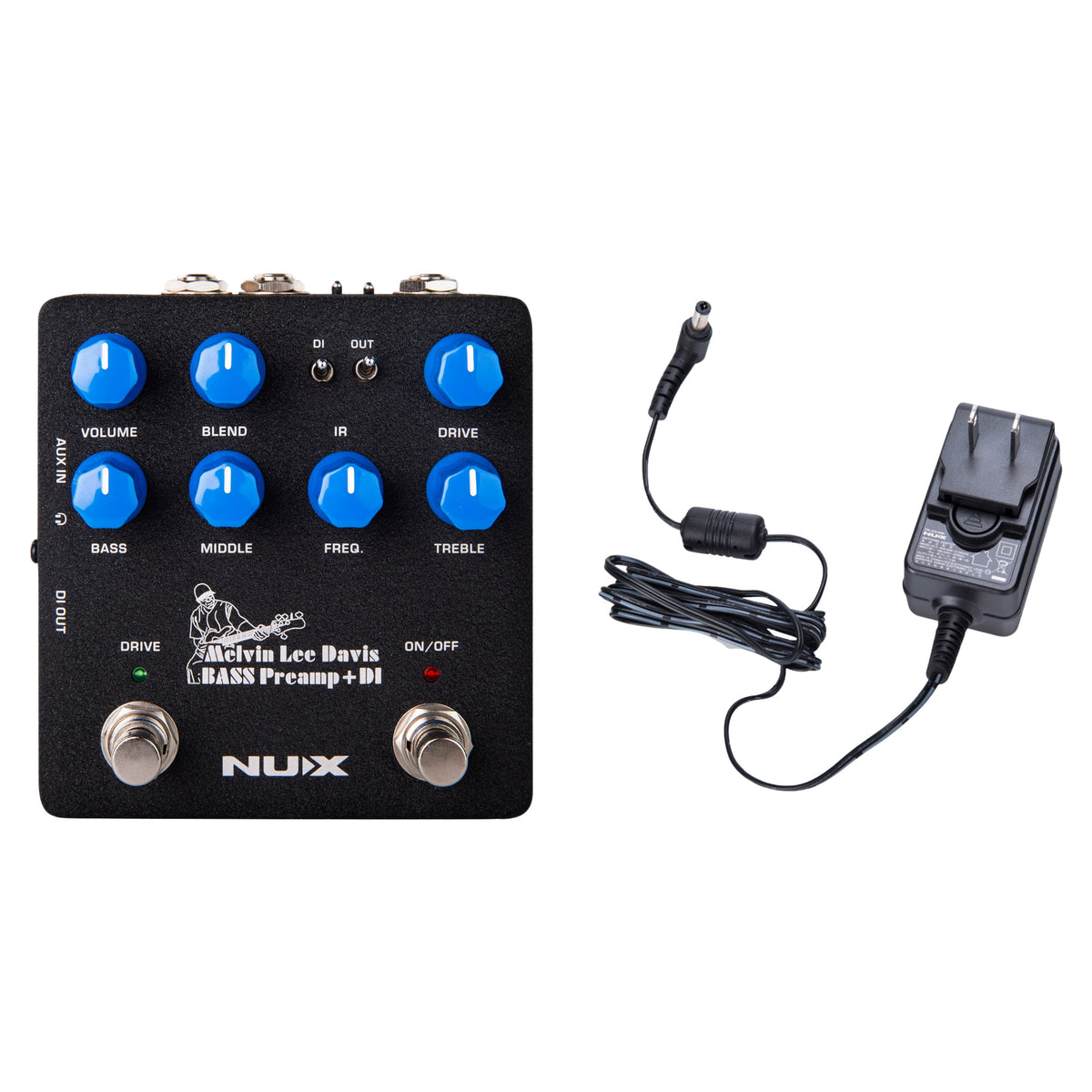 NUX MLD Bass Preamp & DI bundle with FREE ACD-006A 9V power supply