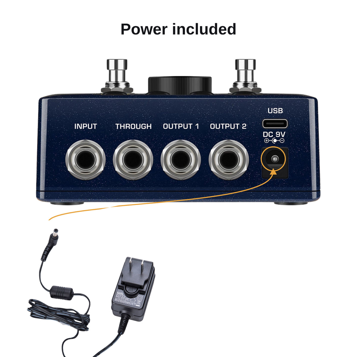 ACD-006A power adapter plugging into the Solid Studio MKII 9V DC input