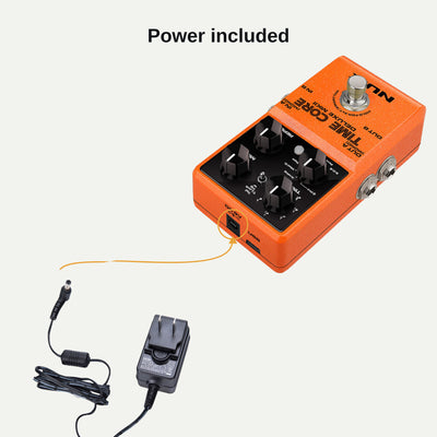 ACD-006A power adapter plugging into the Time Core Deluxe MKII 9V DC input