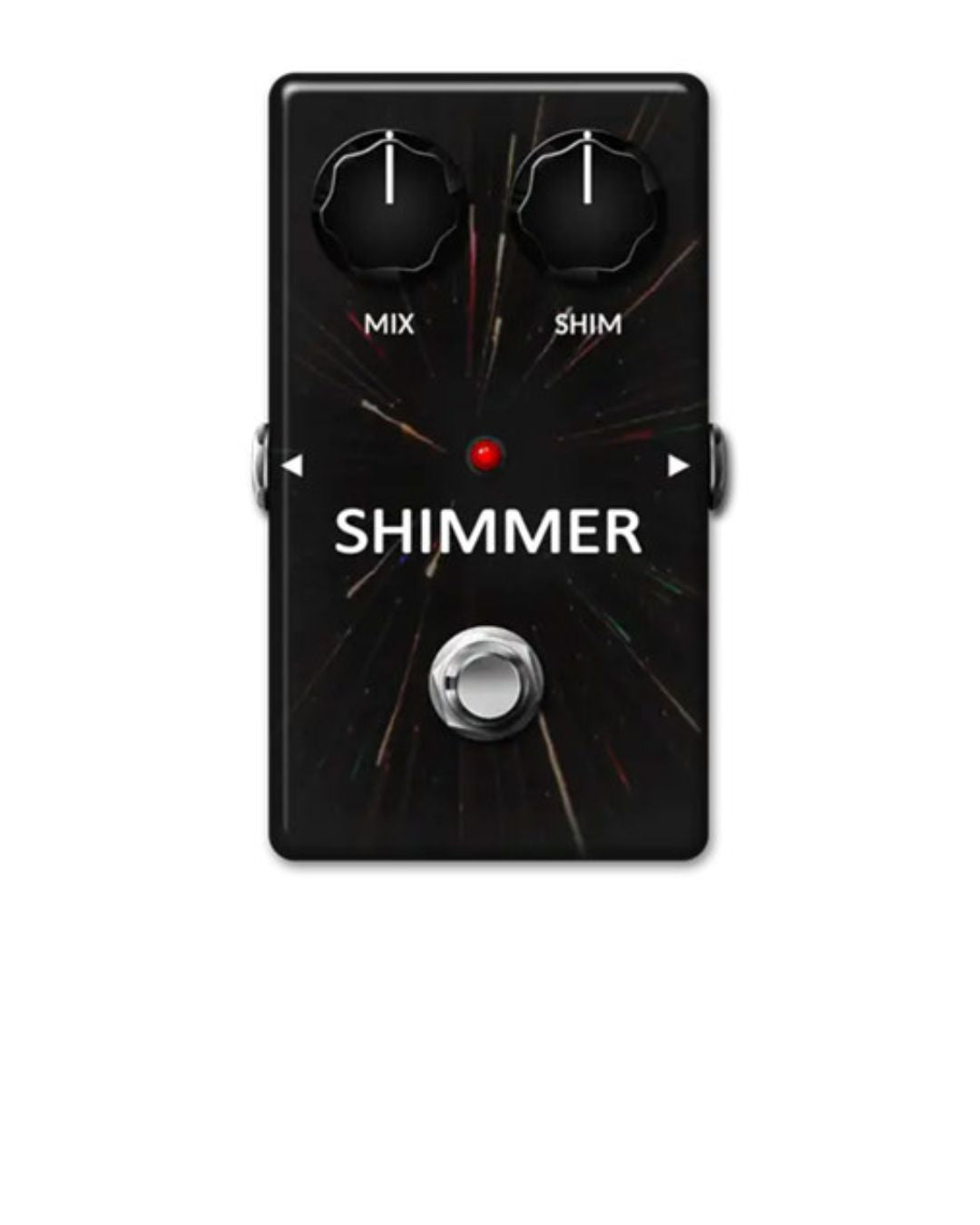 Guitar effects pedal with 'Shimmer' branding on a black background