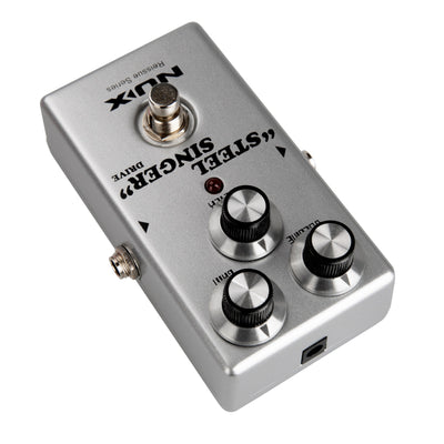 Guitar effects pedal with 'Nux' branding on a white background